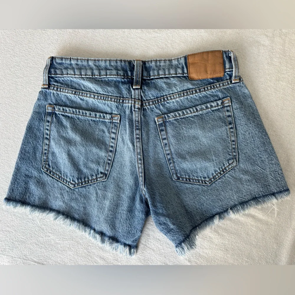 Aeropostale Light Blue Baggy Distressed Denim Jean Shorts